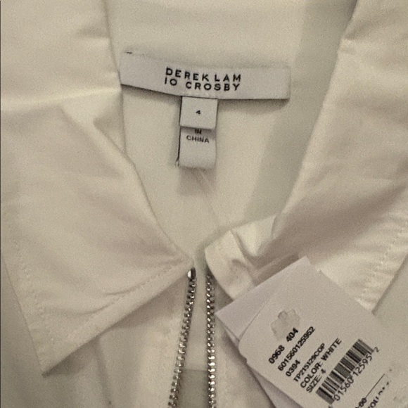 NWT DEREK LAM 10 CROSBYSkylar ruched cotton-poplin mini shirt dress - Picture 5 of 5